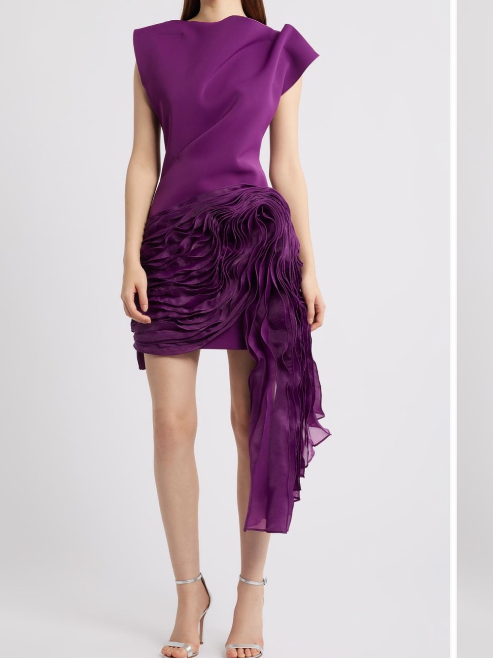 ACLER Wigbeth Pleated Organza Overlay Dress Deep Ruby Purple